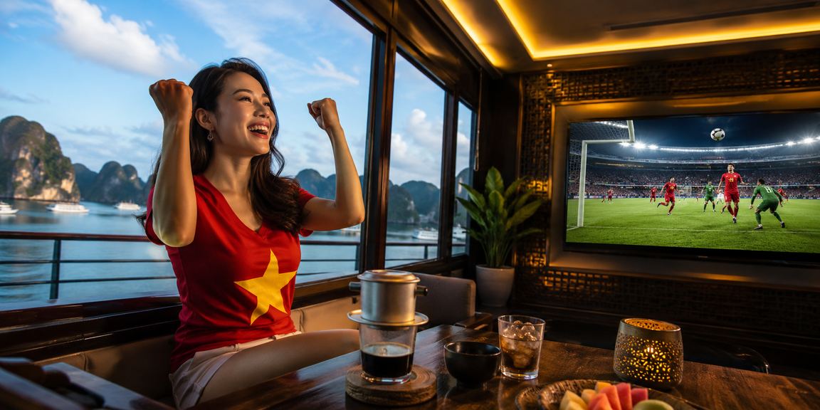 Du khách thư giãn tại Vịnh Hạ Long và truy cập trò chơi casino trực tuyến trên điện thoại