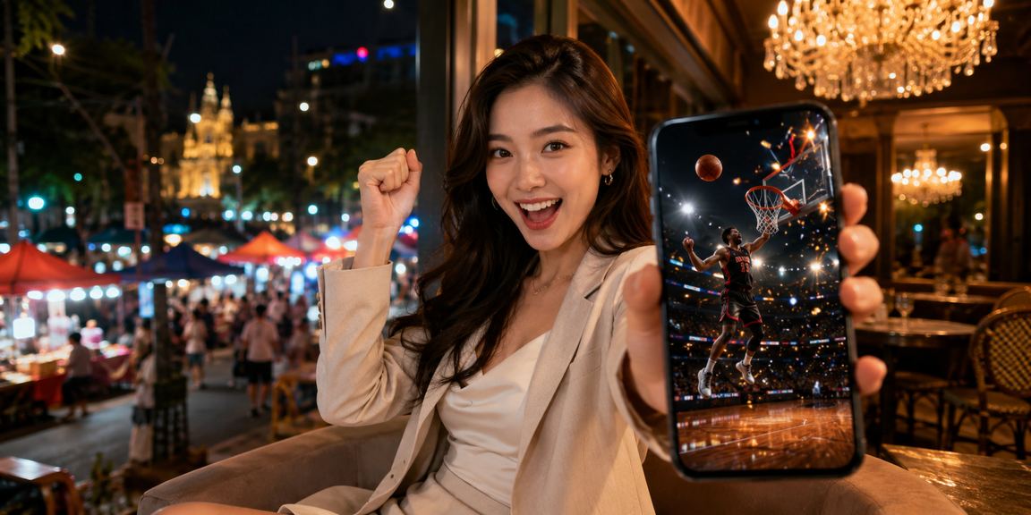 Người dùng tại quán cà phê Hà Nội xem kèo bóng rổ trên laptop và điện thoại