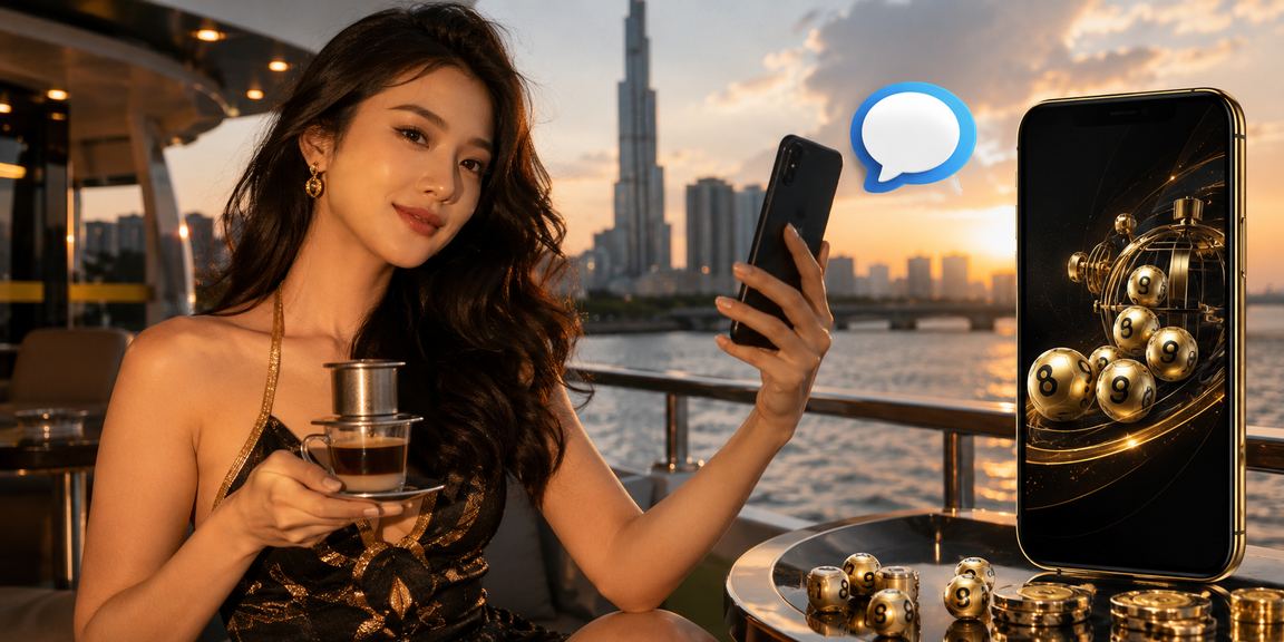 Người bán vé xổ số tại góc phố Hồ Chí Minh bên cạnh điện thoại chơi slot